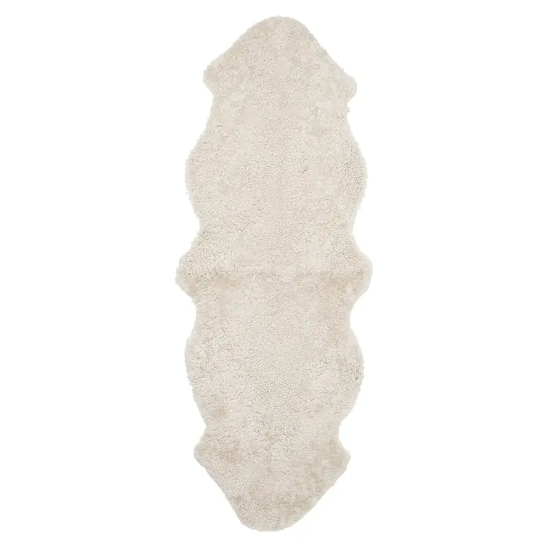 Snabb leverans Curly Fårskinn dubbelt 60x180 cm Beige moonlight